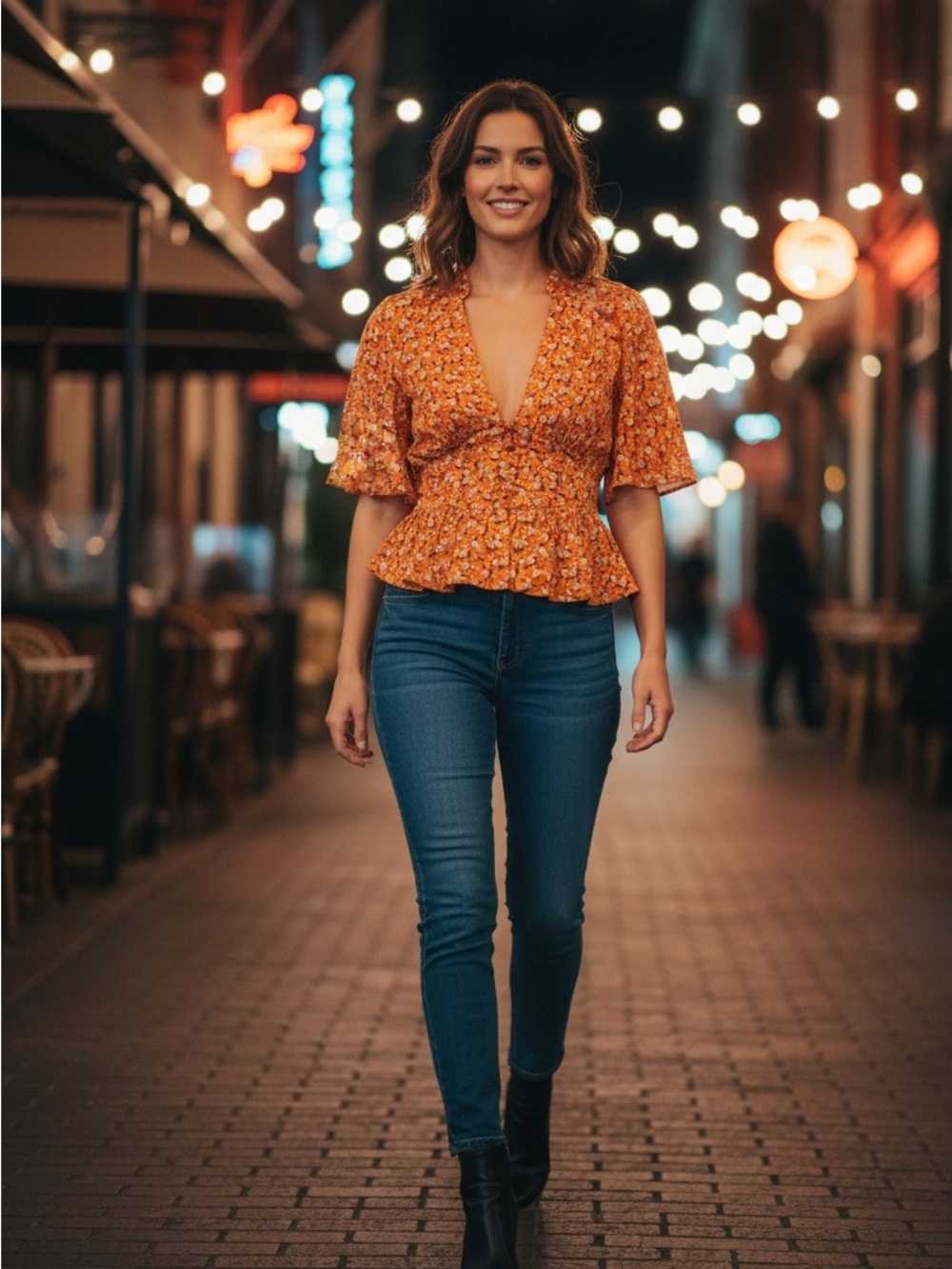 topshop orange floral satin peplum blouse us 8 uk 12